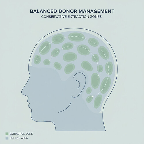 Conceptual diagram of a balanced donor area for hair restoration.