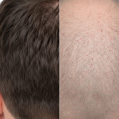 Comparison of donor area before and after graft extraction