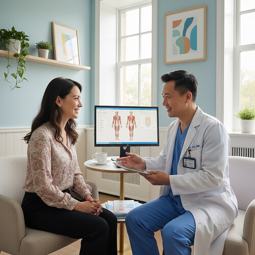 Patient receiving personalized consultation for hair transplant