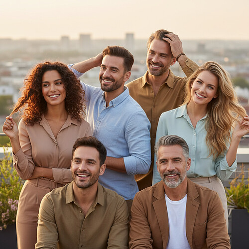Confident individuals benefiting from hair restoration.
