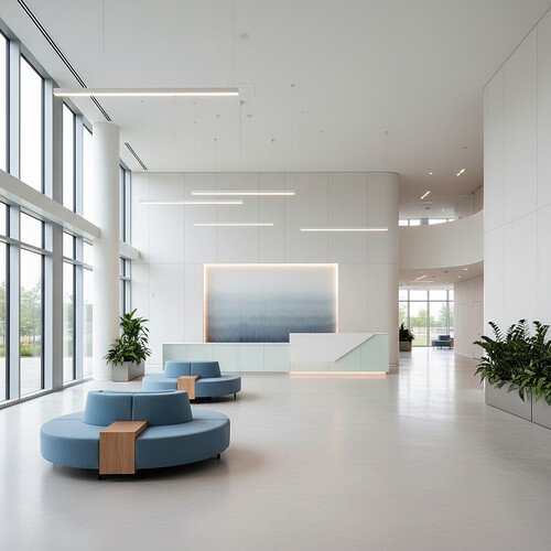 Modern and calming interior of a medical facility.