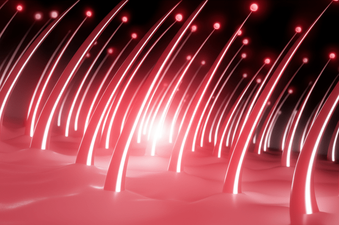 Conceptual image of low-level laser therapy stimulating hair growth.