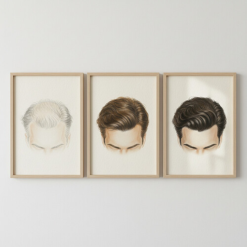 Subtle hair growth progression example.