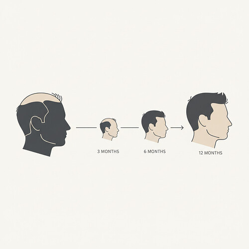 Subtle visualization of hair restoration timeline