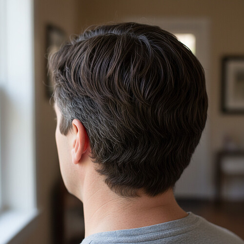 Healthy donor hair density at the back of the scalp.