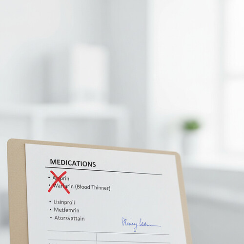 Medical chart highlighting medications to stop before surgery