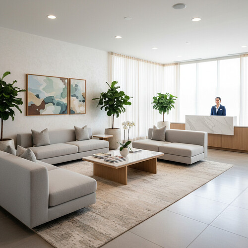 Clean and modern waiting area in a medical clinic.