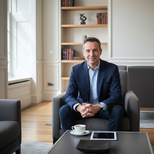 Confident adult man with achieved hair restoration results