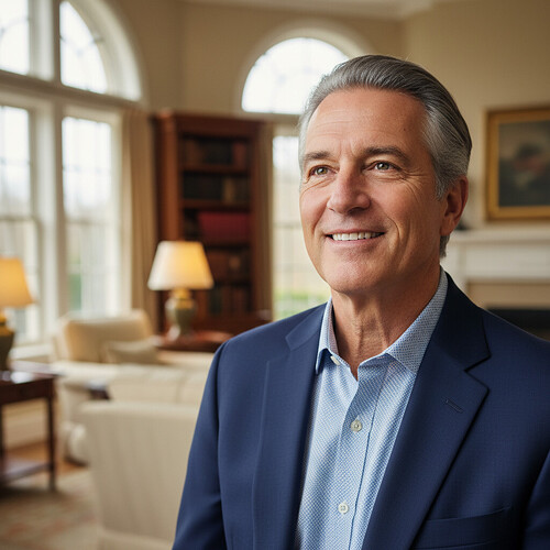 Mature man with a confident and natural appearance.