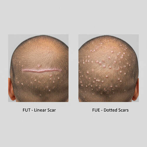 FUT vs FUE scarring comparison