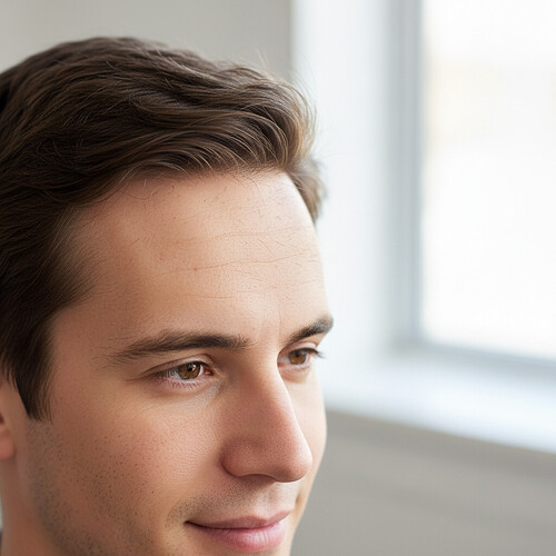 Healed donor area showing early regrowth after hair transplant