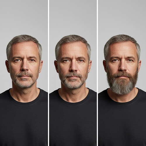Subtle illustration of beard density progression.