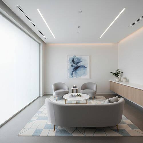 Modern and comfortable hair restoration clinic consultation area.