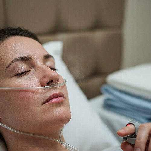 Oxygen therapy for patient recovery after hair transplant.