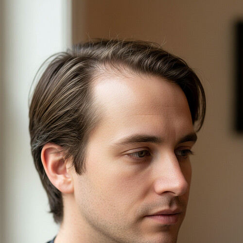 Man with mild hair thinning at the temples (Norwood Stage 2)