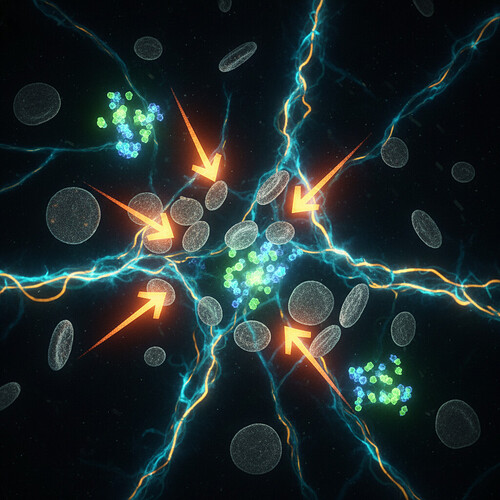 Microscopic view of platelets and growth factors in PRP