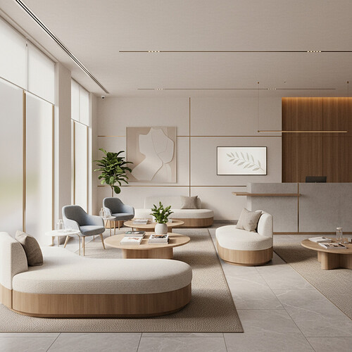 Modern and calm hair restoration clinic waiting area