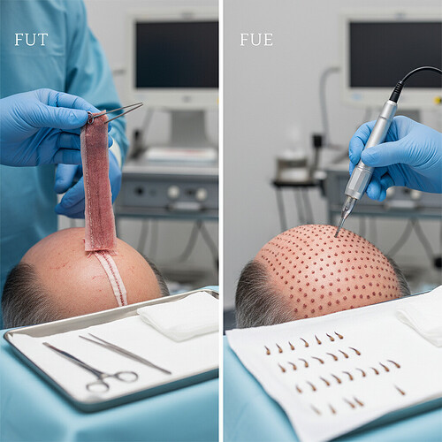 Comparison of FUT and FUE hair transplant techniques