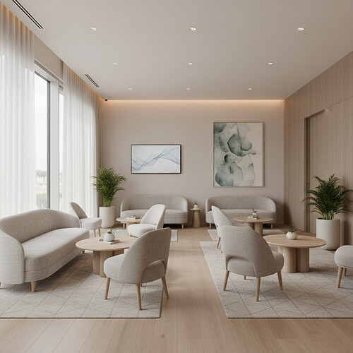 Elegant and calm clinic waiting area.