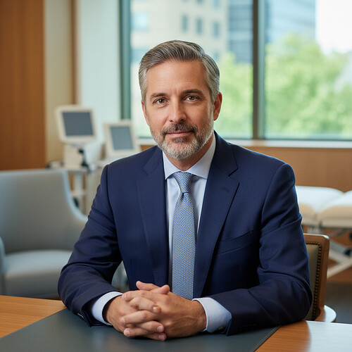 Adult man in a professional consultation for hair restoration.