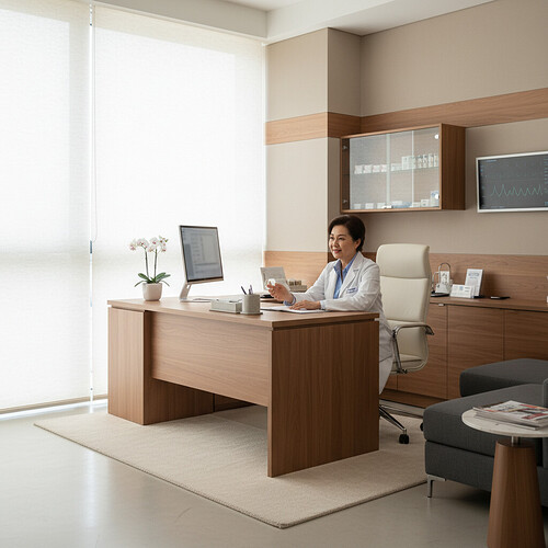Professional consultation room emphasizing sterile environment and expert medical advice.