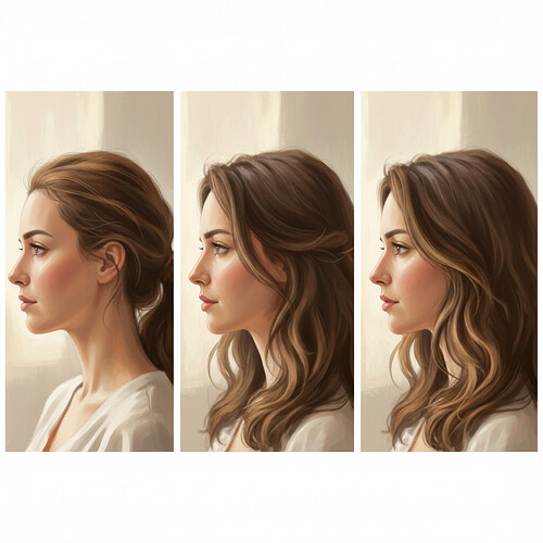 Subtle representation of natural hair growth progression