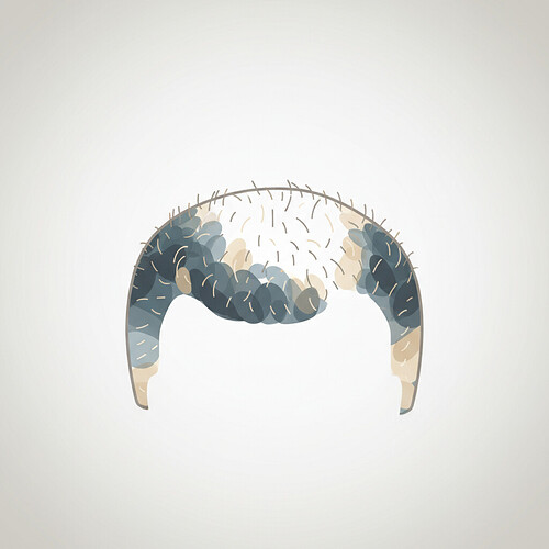 Illustration showing common areas of hair loss: hairline and crown