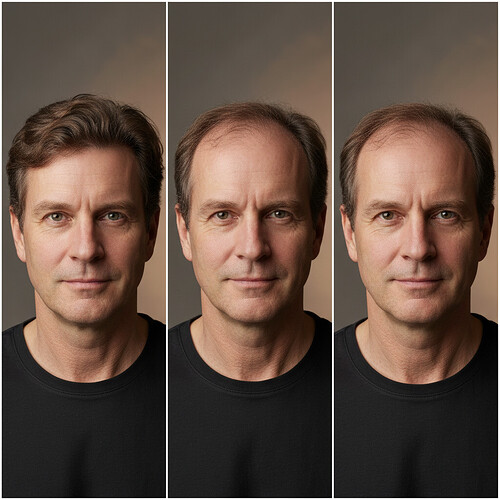 Subtle depiction of natural hair density progression.