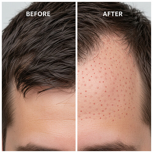 Donor area comparison before and after FUE hair transplant