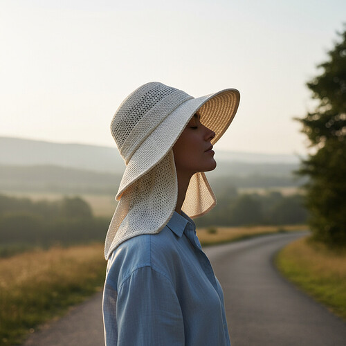 Person wearing a soft hat for scalp protection