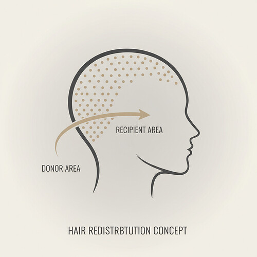 Conceptual diagram showing hair follicle redistribution for restoration.