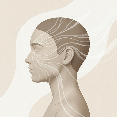 Diagram illustrating common areas of post-hair transplant swelling.