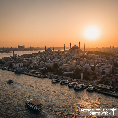 Istanbul skyline with landmarks, symbolizing medical tourism