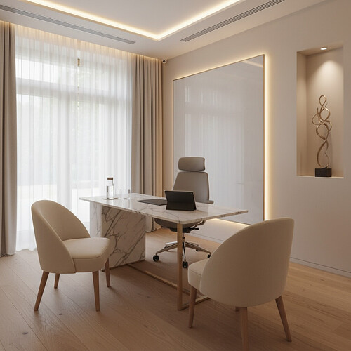 Modern and calming clinic consultation room.