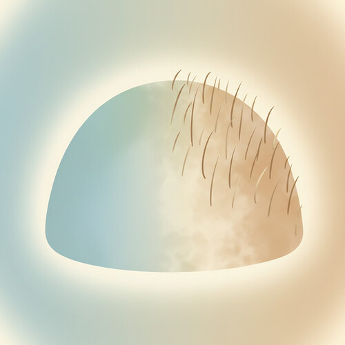 Graphic showing scalp healing and new hair emergence