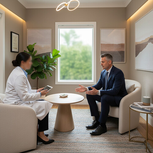 Discreet and professional hair restoration consultation.