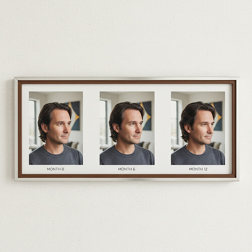 Subtle progression of natural-looking hair restoration results