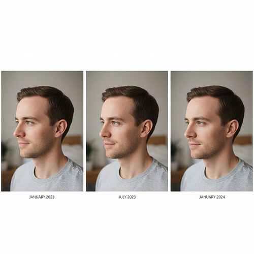 Subtle progression of a natural-looking hairline.