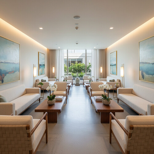 Serene waiting area in a premium medical clinic