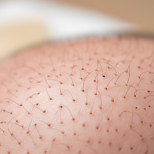 Healthy scalp and new hair growth indicating successful healing after a hair transplant.