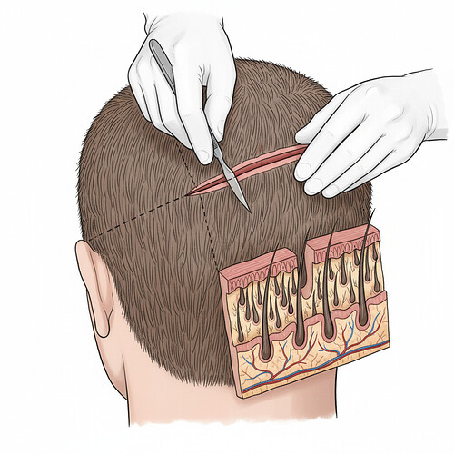 FUT hair transplant strip removal diagram