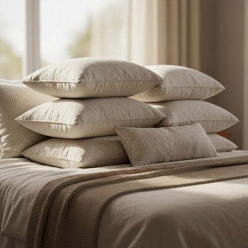 Pillows arranged for head elevation during recovery.