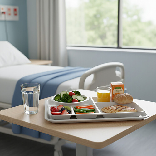 Hydration and healthy meal for post-hair transplant recovery.