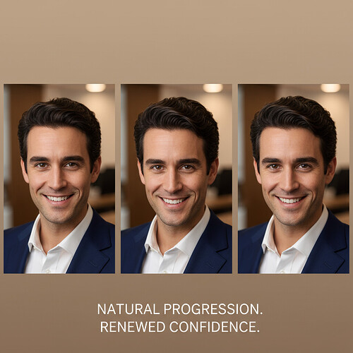 Visual representation of natural hair density progression over time.