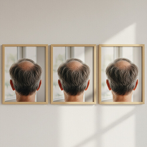 Visual representation of gradual hair density increase