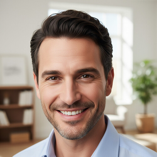 Natural-looking hair transplant result with high density hairline