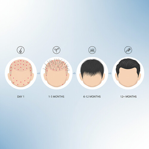 Timeline of hair growth after DHI hair transplant