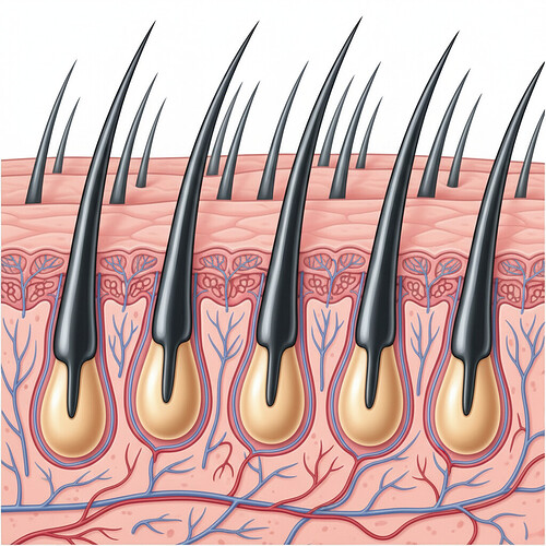 Close-up view of dense and healthy hair follicles in the donor area.