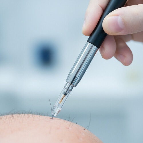 Surgeon using Choi Implanter Pen for direct hair implantation