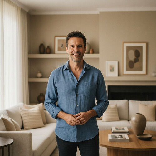 Mature man with a confident and calm expression.